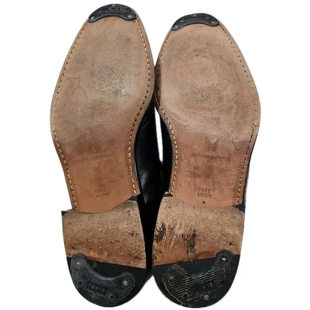 Massimo Emporio Dress Shoes Men's US 9 Black Leather Cap Toe Oxford.
